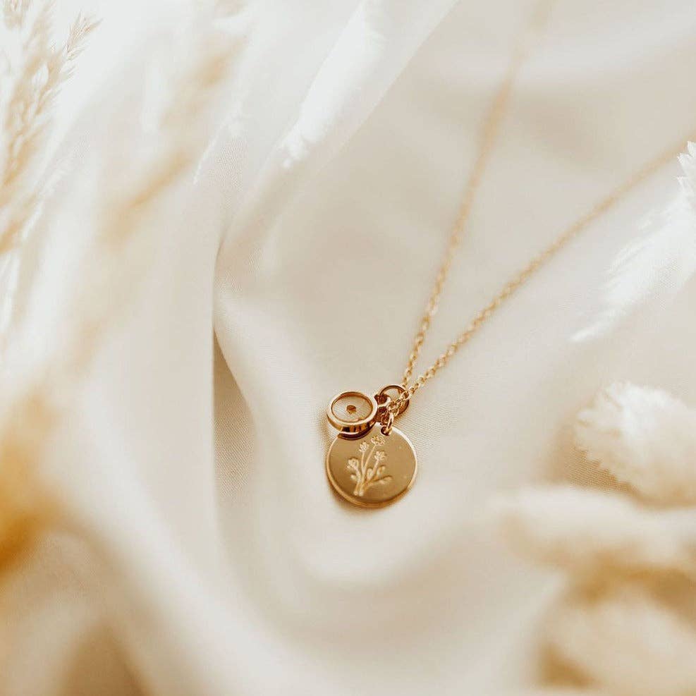 Wildflower Necklace w/Mustard Seed | Gold