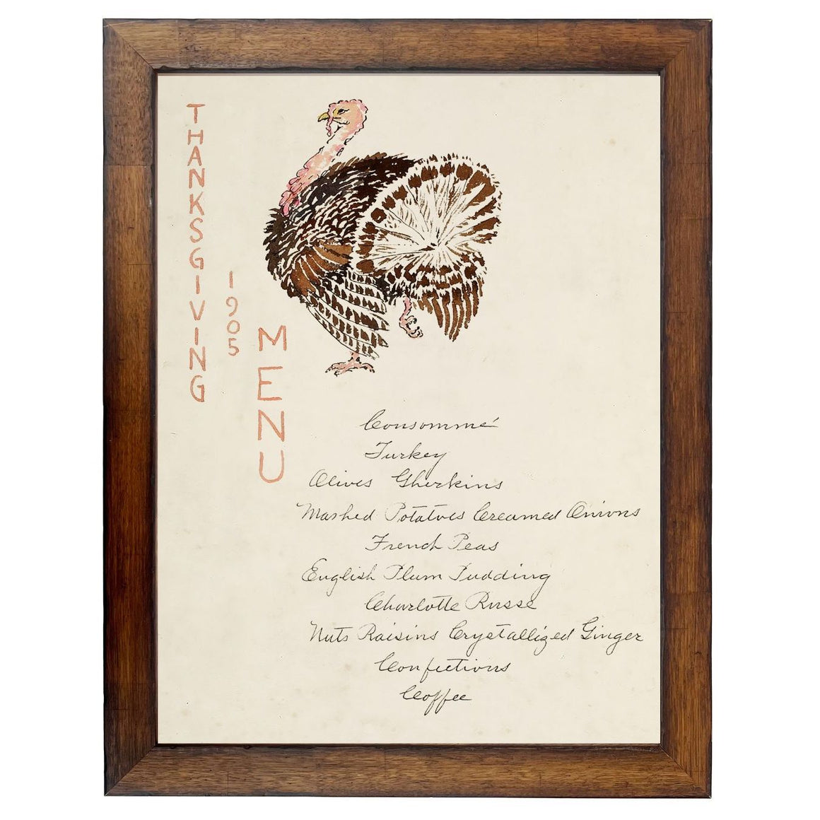 Vintage Thanksgiving Menu w/Distressed Bookplate Background