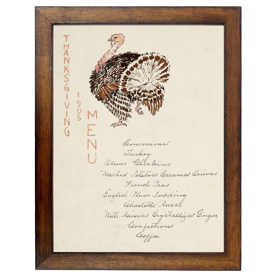 Vintage Thanksgiving Menu w/Distressed Bookplate Background