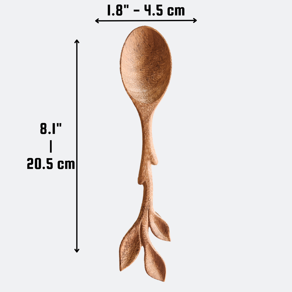 Wooden Spoon w/Artisan Leaf Handle