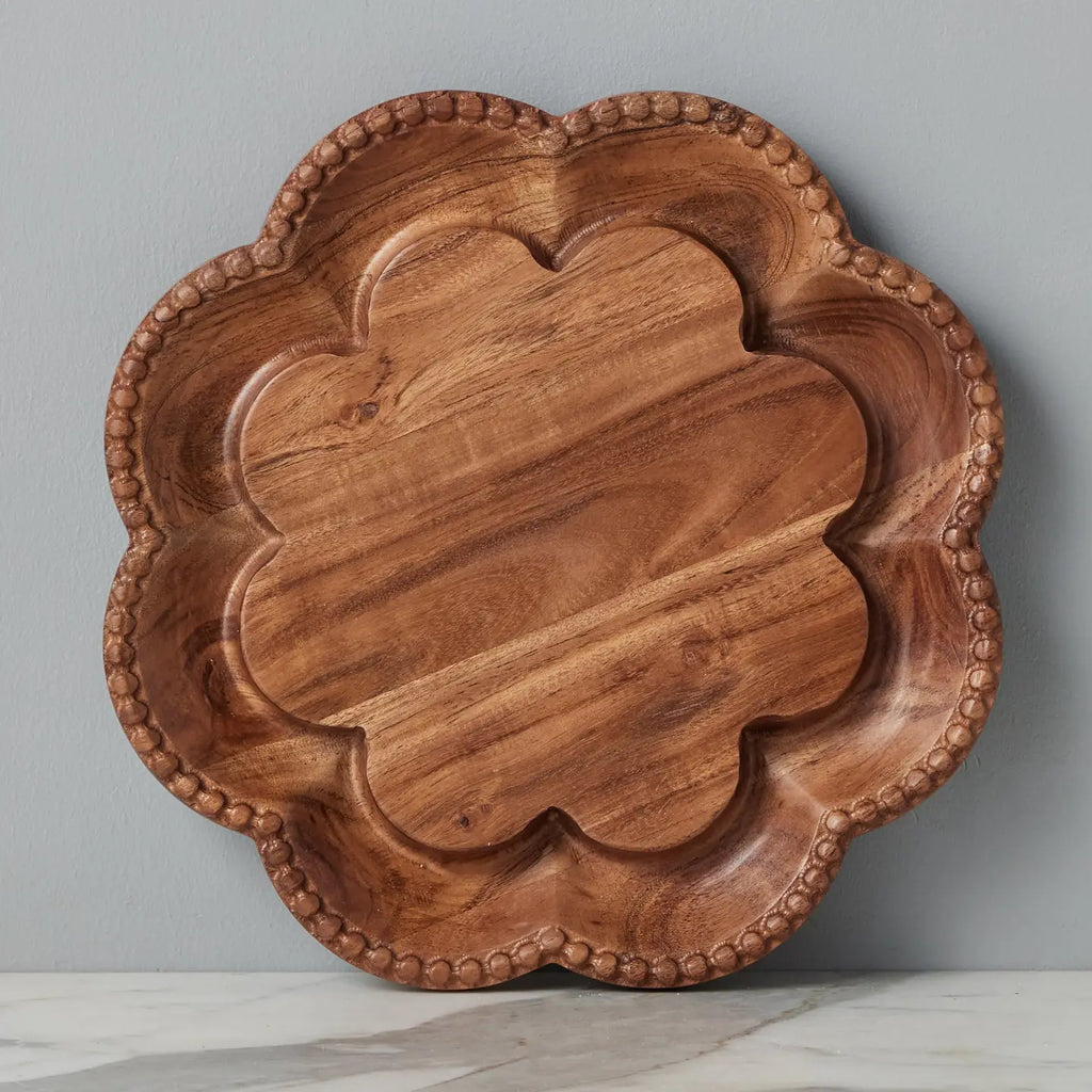 Vintage English Scalloped Bread Board Lazy Susan