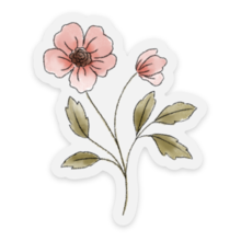 Clear Pink Primrose Sticker 2.5x2.75in