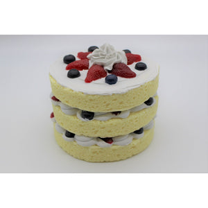 Triple Layer Vanilla Cake w/Strawberries & Blueberries