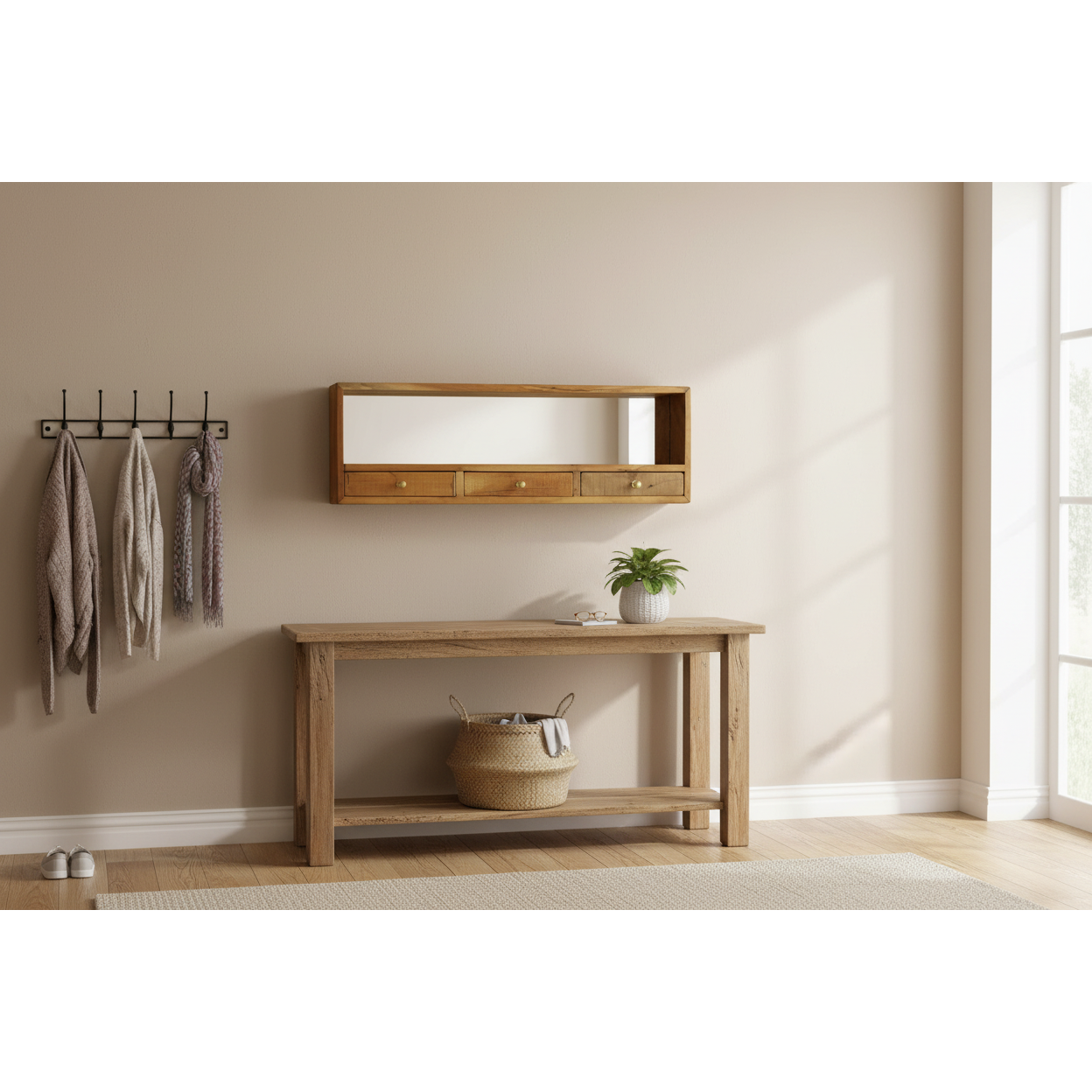 Reclaimed Mirror w/3 Drawers