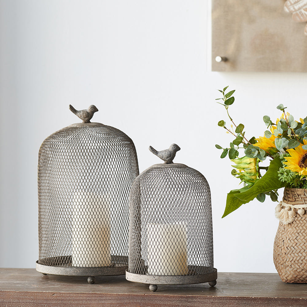 Antique Gray Mesh Ophira Sparrow Candle Holder