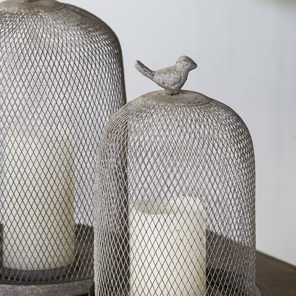 Antique Gray Mesh Ophira Sparrow Candle Holder