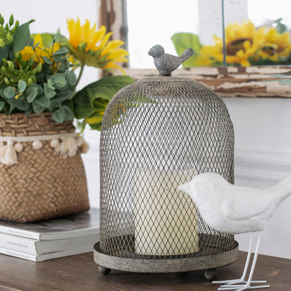 Antique Gray Mesh Ophira Sparrow Candle Holder