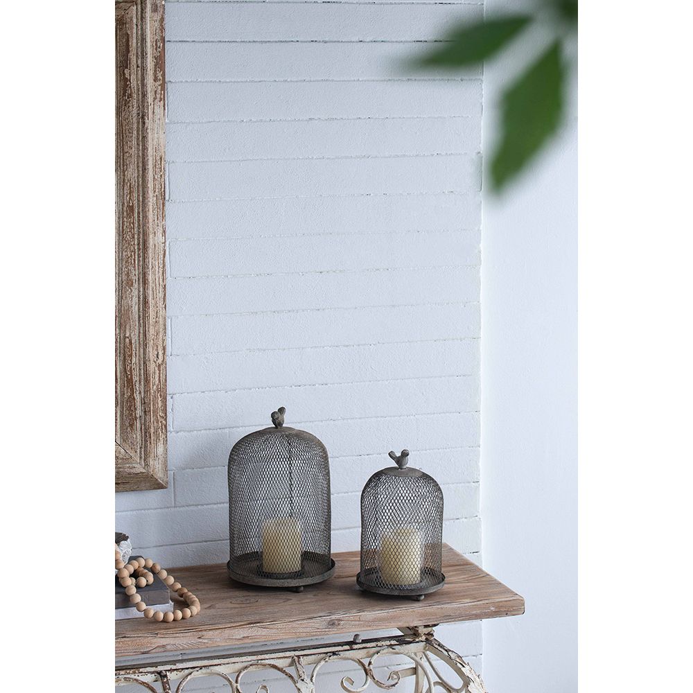 Antique Gray Mesh Ophira Sparrow Candle Holder