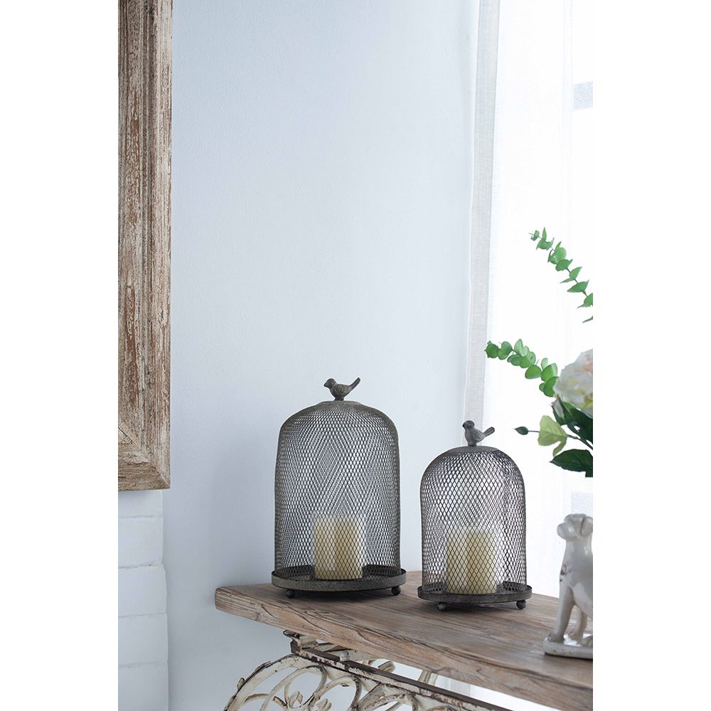 Antique Gray Mesh Ophira Sparrow Candle Holder