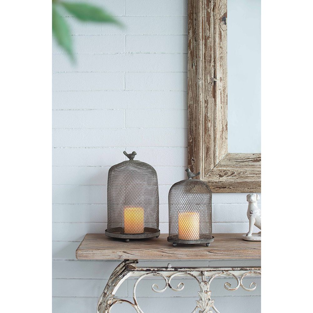 Antique Gray Mesh Ophira Sparrow Candle Holder