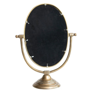 Oval Framed Mirror | Antique Brass Finish