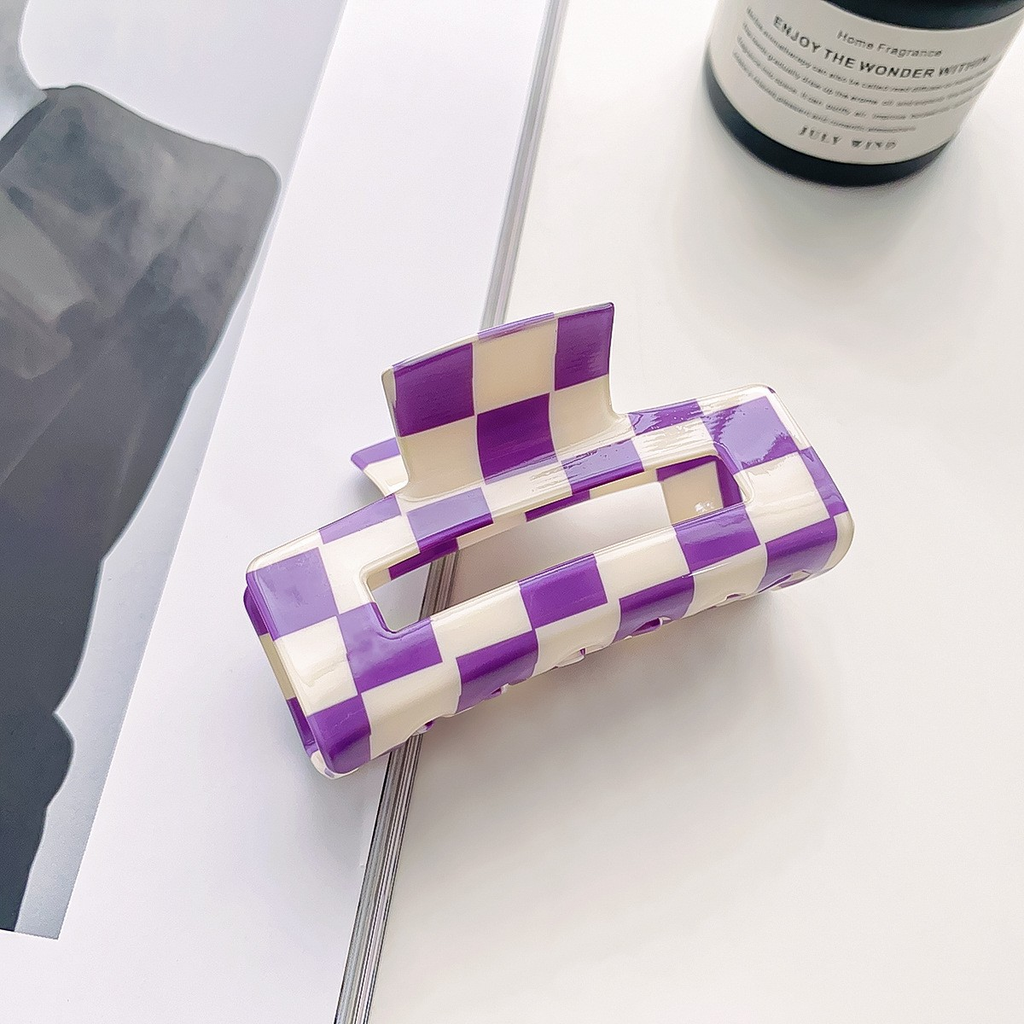 ACCITY - Checkerboard Hair Claw – Candy Color Acetate Look_CWMM10084: BLACK1 / (OS) 1