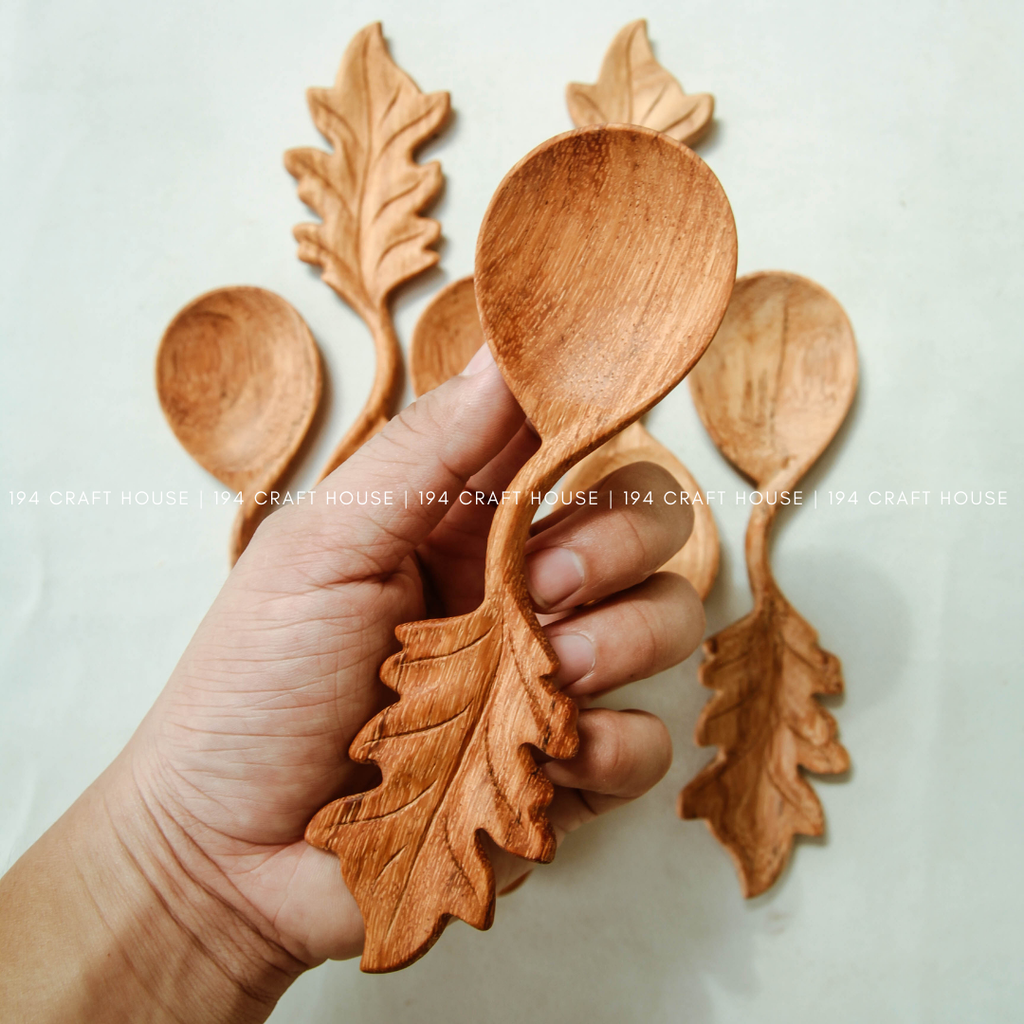 Hand-carved Wooden Spoon w/Flower-Shaped Handle