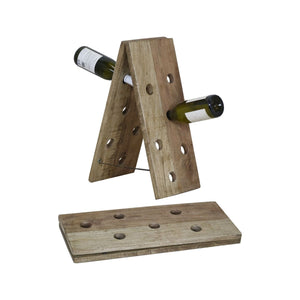 Foldable Recycled  Wood Bottle Holder | Natural