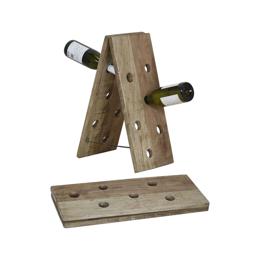 Foldable Recycled  Wood Bottle Holder | Natural