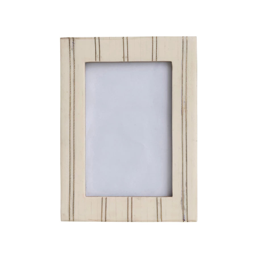 Cream Photo Frame w/Metal Inlay