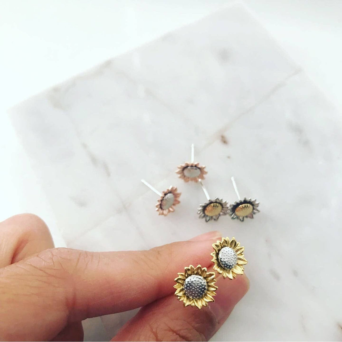 Sunflower Earrings | Silver