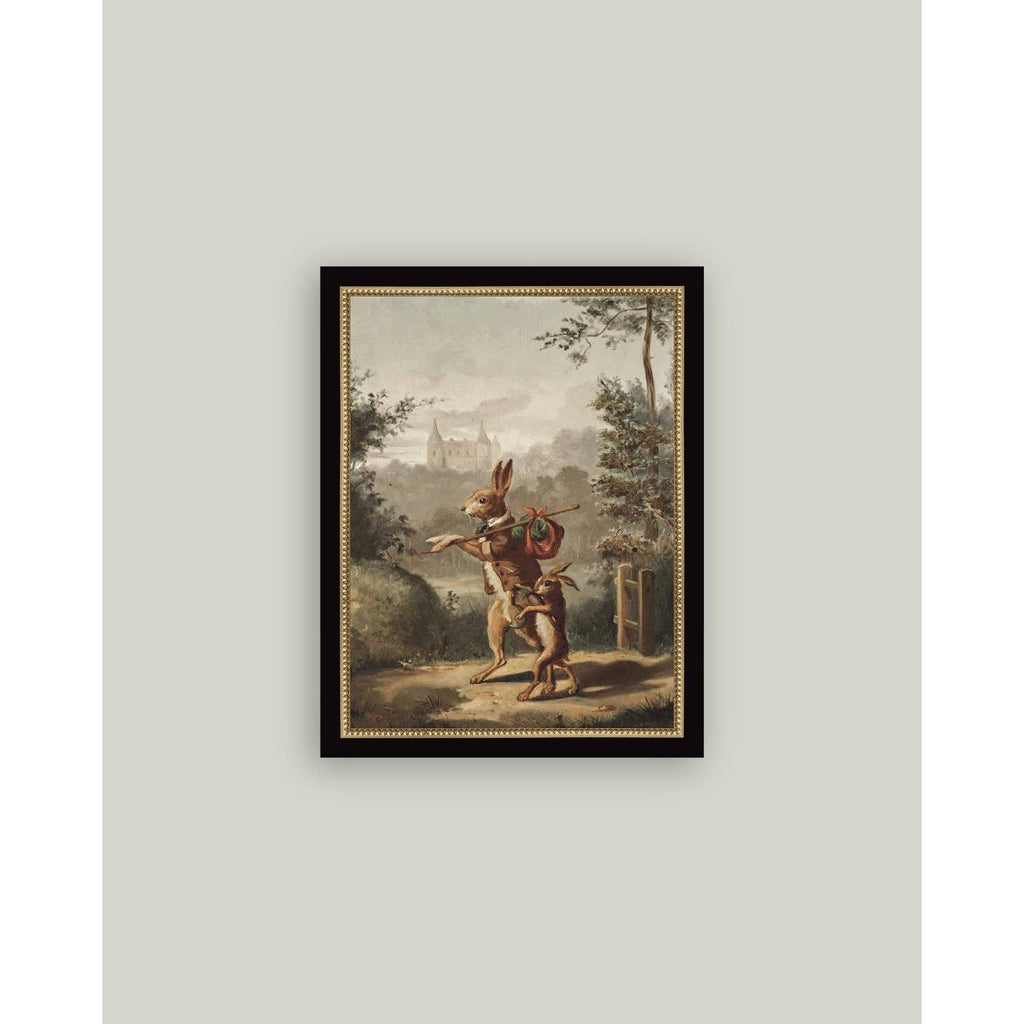 Framed Antique Art | Traveling Rabbit - 4x6