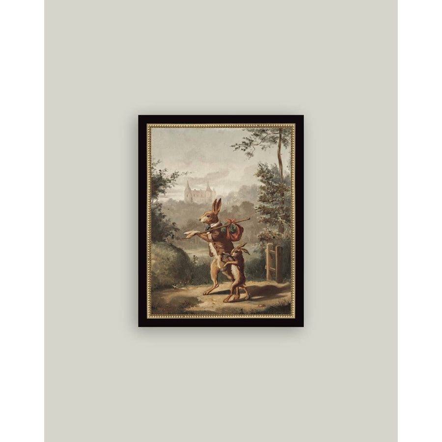 Framed Antique Art | Traveling Rabbit - 4x6