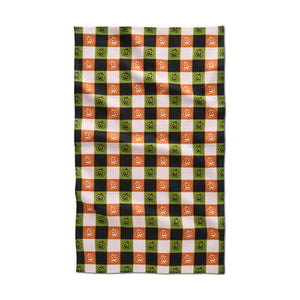 Geometry - Jack-o-Lantern Checker Tea Towel