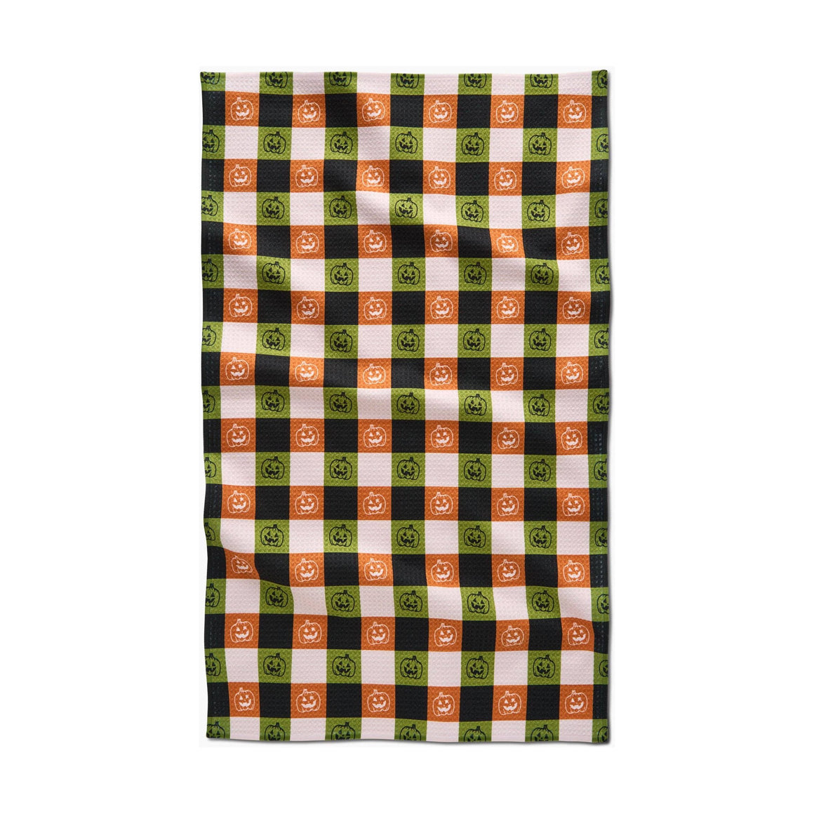 Geometry - Jack-o-Lantern Checker Tea Towel
