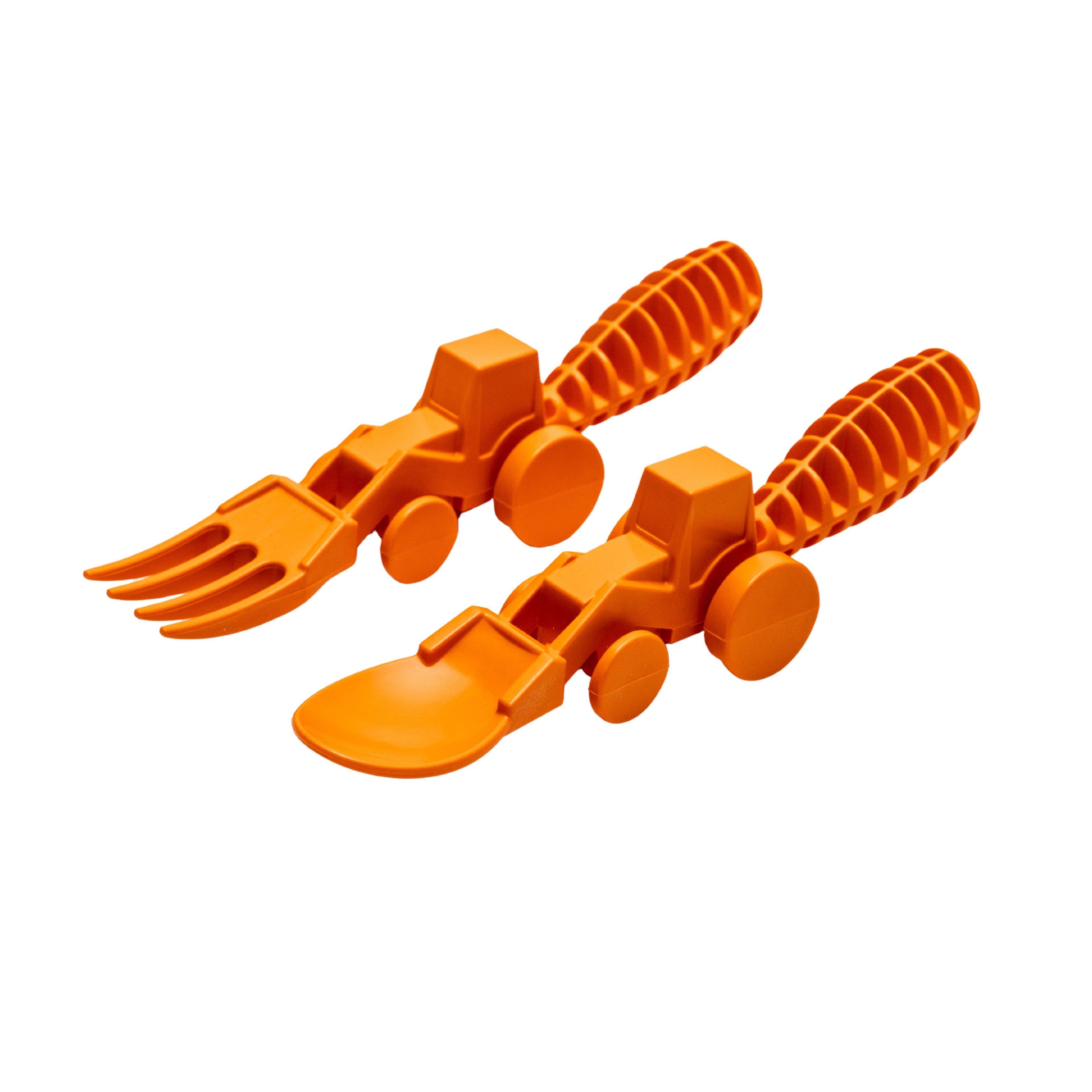 Constructive Eating - Set of 2 Tractor Utensils: Blue