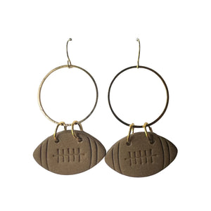 Brown Football Earrings