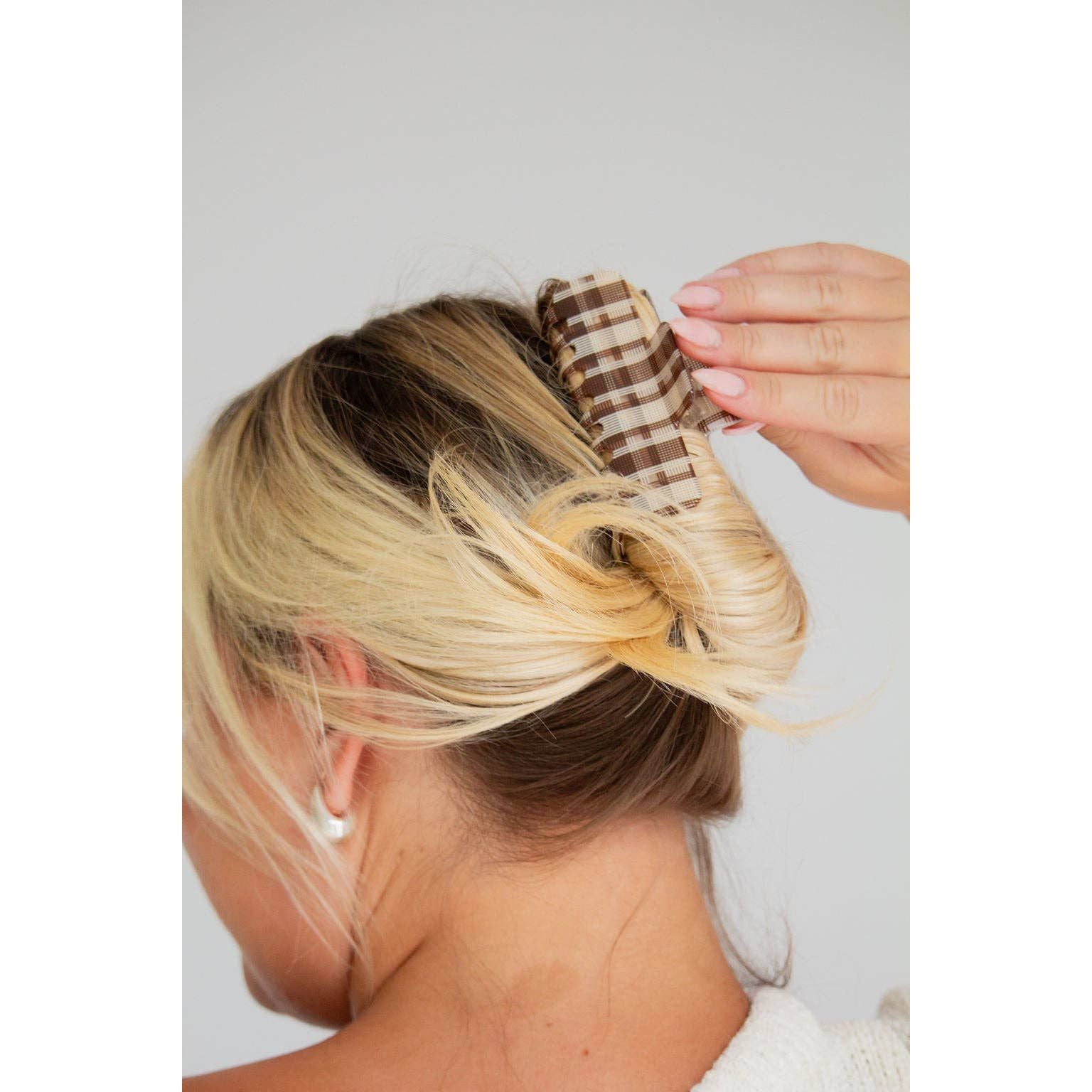 Claw Clip | Gingham Brown