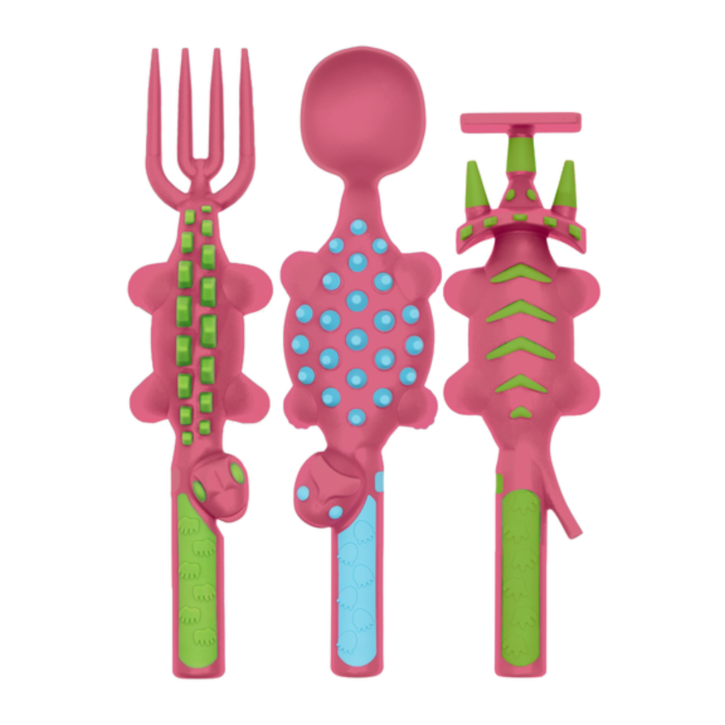 Constructive Eating - Set of 3 Dino Utensils: Green