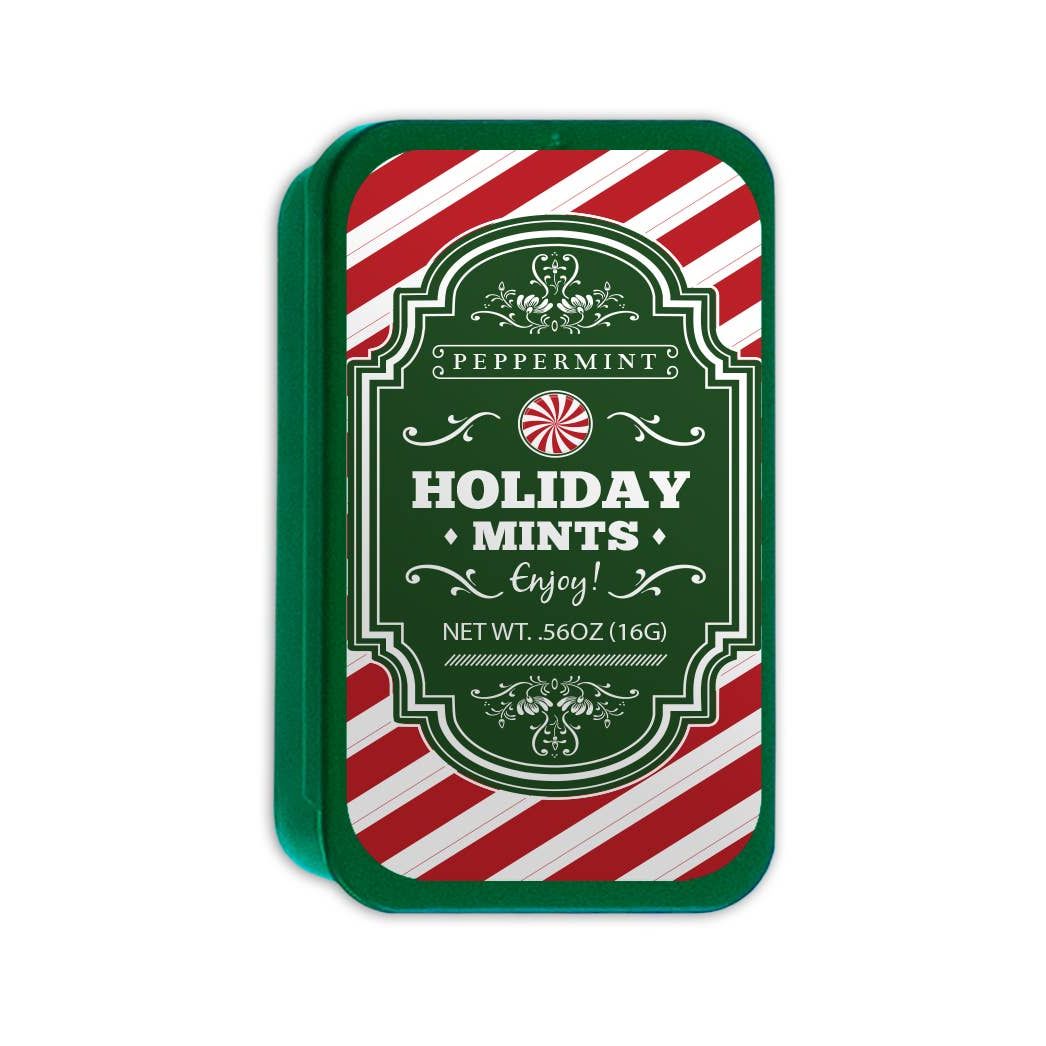 Holiday Themed Mint Tin w/Peppermints