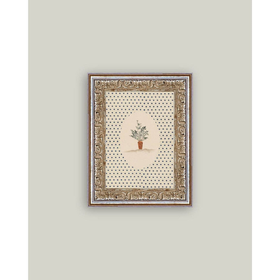 Framed Antique Art | Carrots on Dots - 5x7