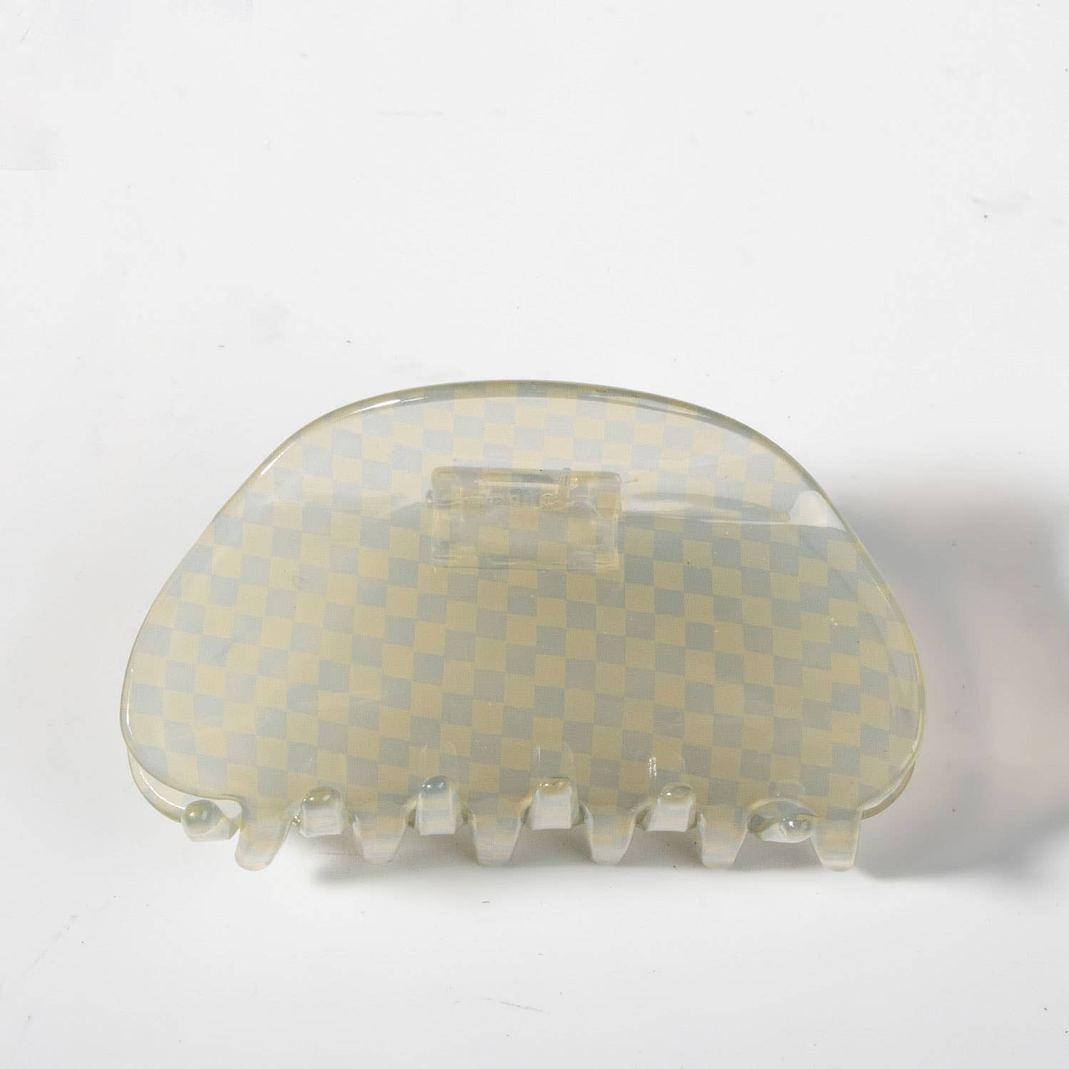 ACCITY - Checkerboard Acrylic Hair Claw Clip Half Round _CWAHA0326: Orange / (OS) 3