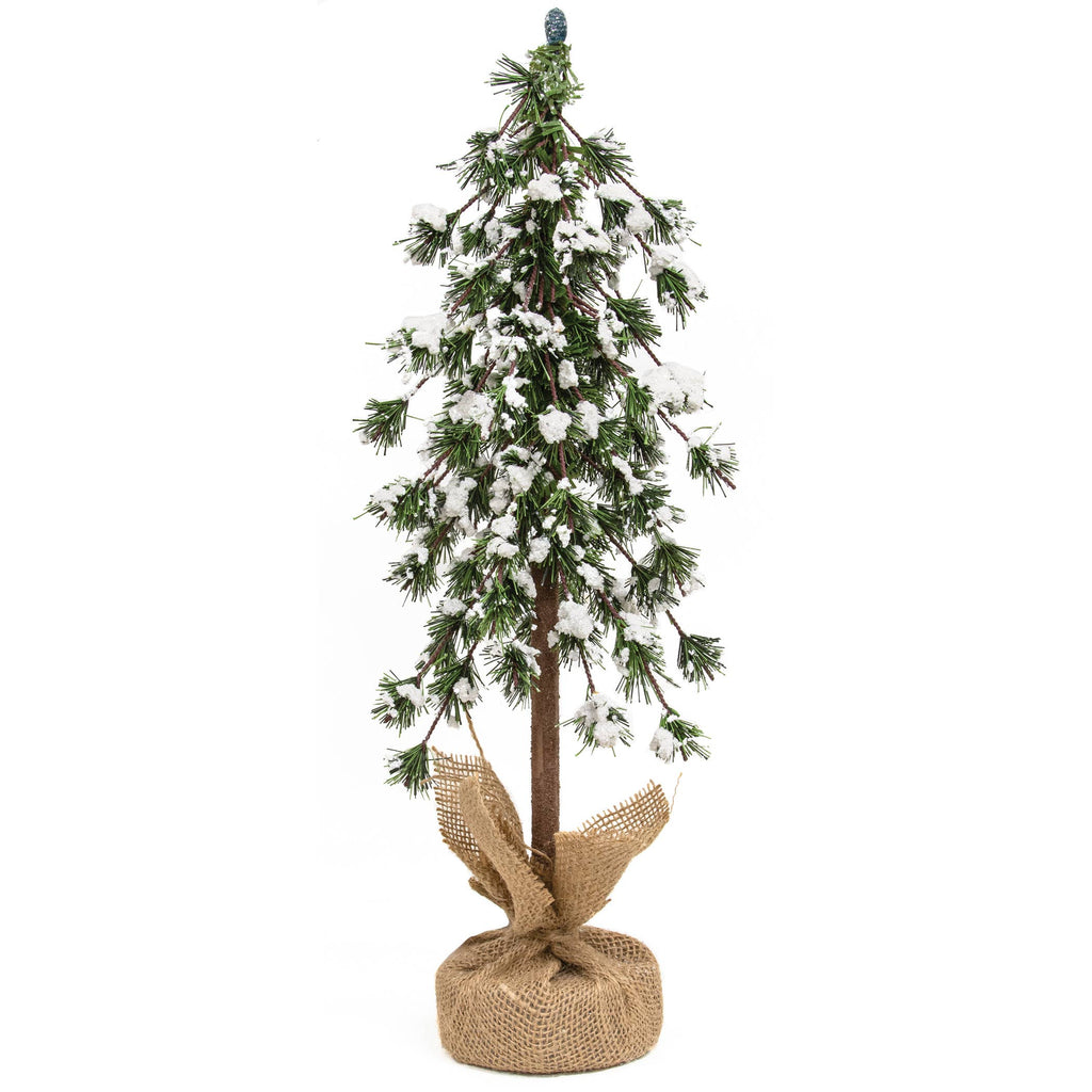 Saybrook Lane - Glistening Snowy Mini Ming Pine Tree w/Burlap Base - 18"