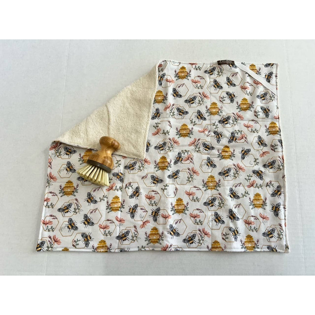 Dish Drying Mat | Embroidered Bee