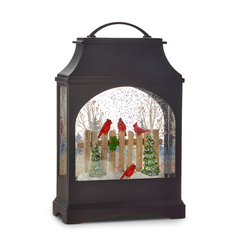 Cardinal On Fence Lighted Water Lantern