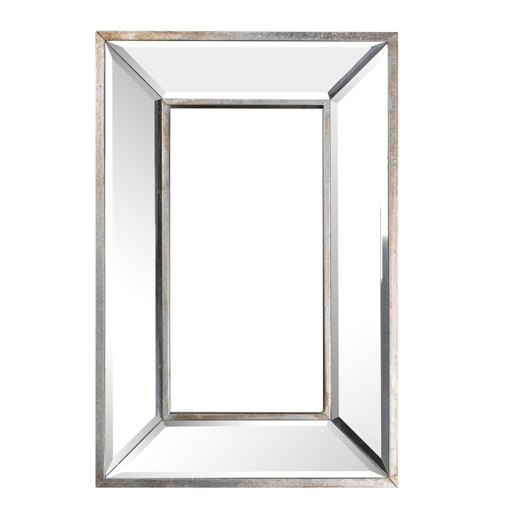Silver Rectangle Mirror w/Mirrored Frame
