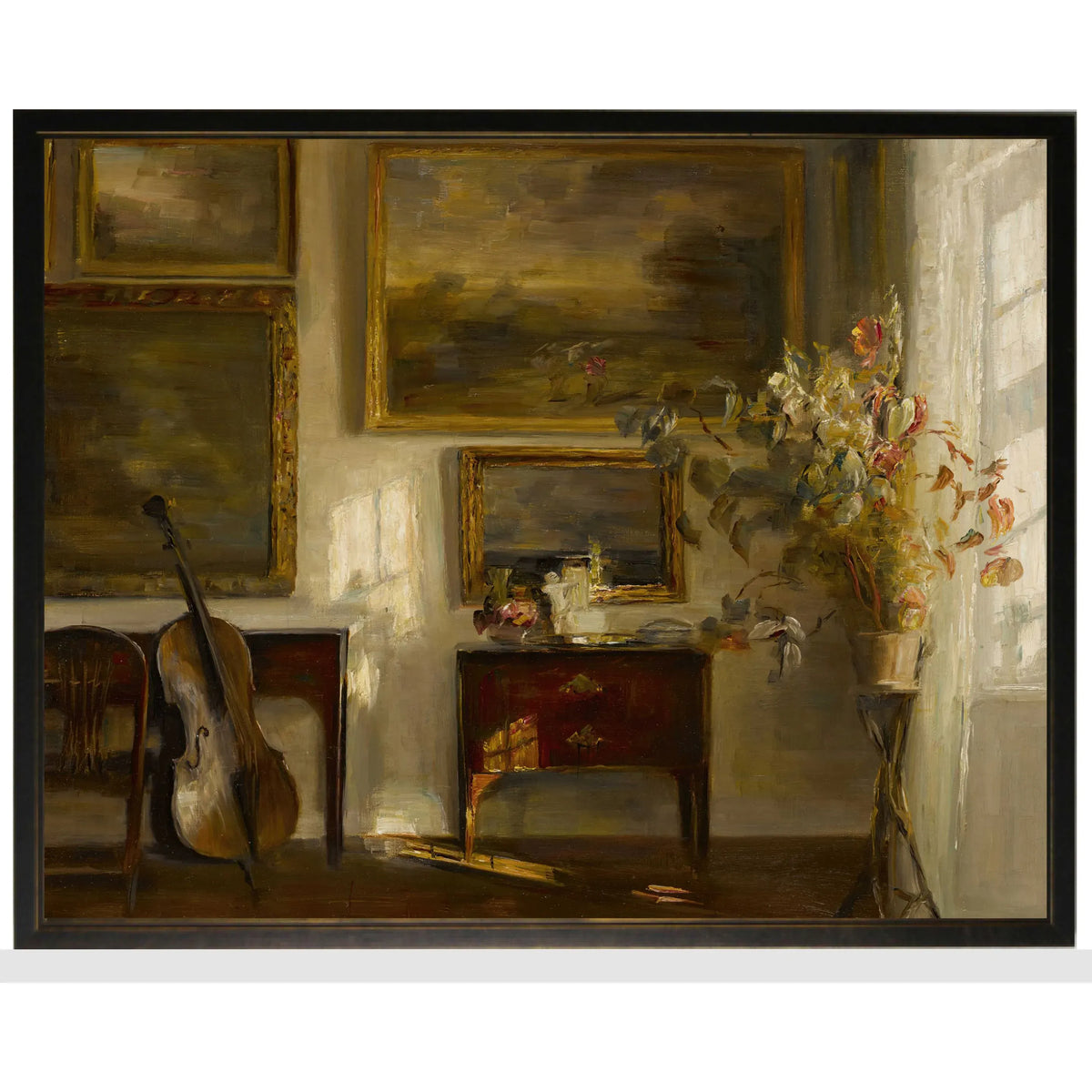 Vintage House Interior Painting - Cello | 16" x 12"
