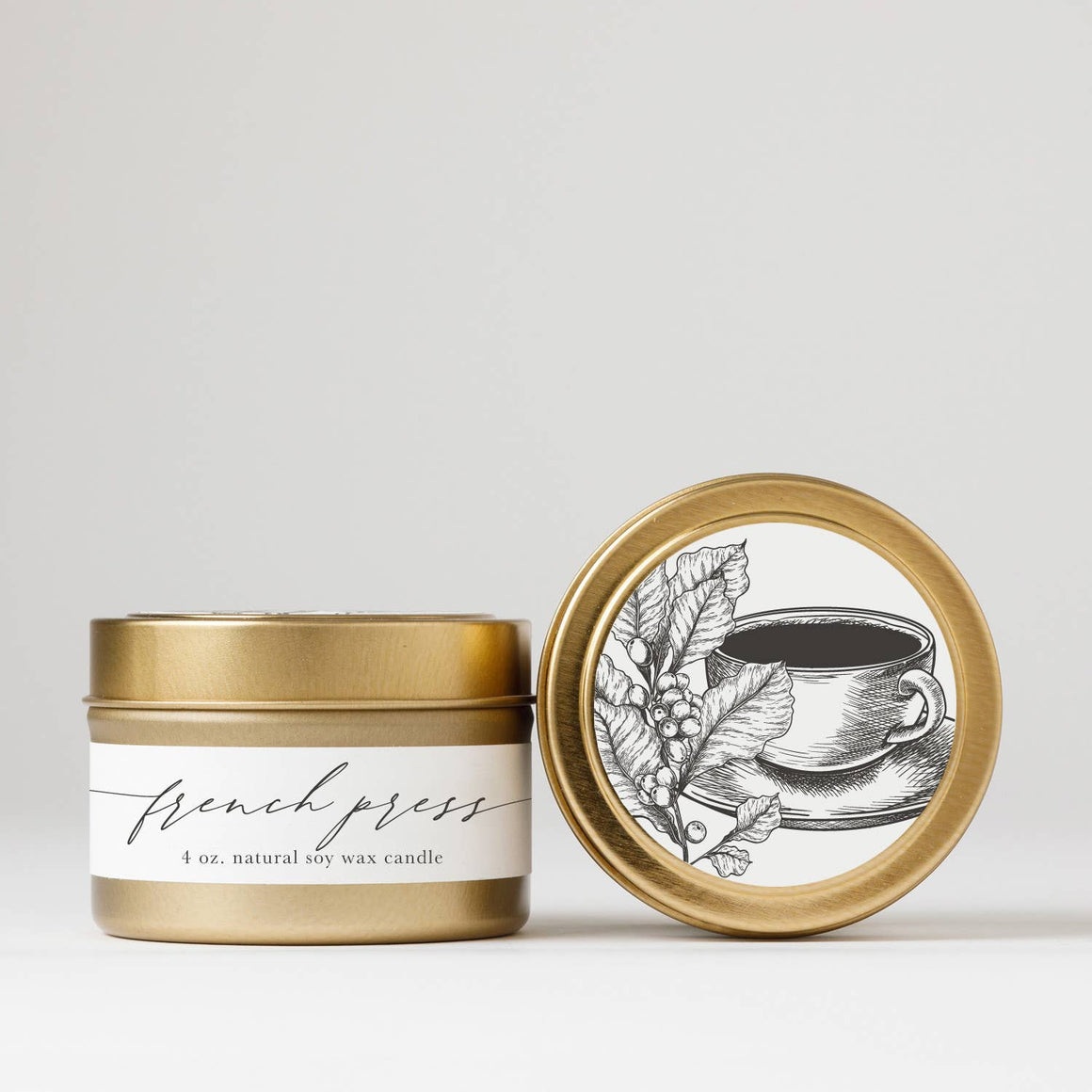 Tin Soy Candle | French Press (Fall Cozy Winter Coffee) 
