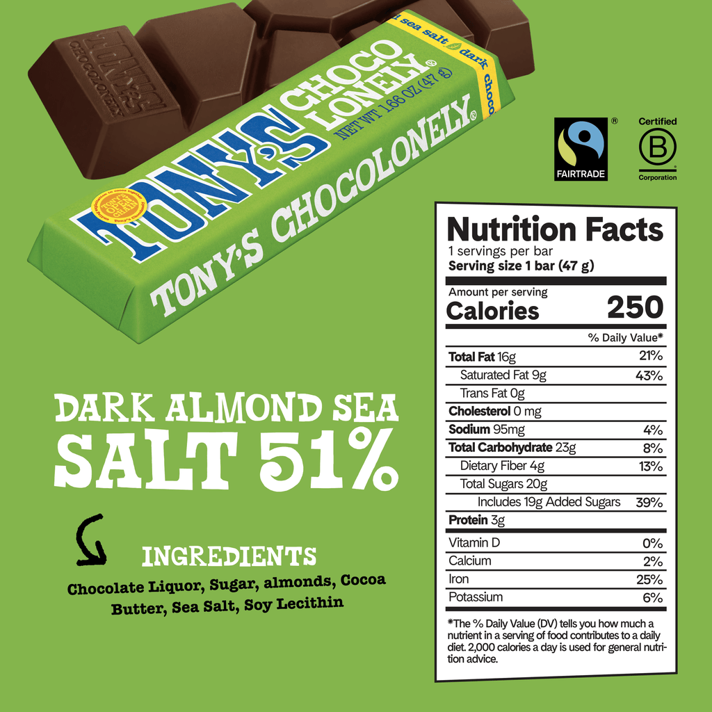 Tony’s Chocolonely - Dark almond sea salt 51%: Dark almond sea salt 51%