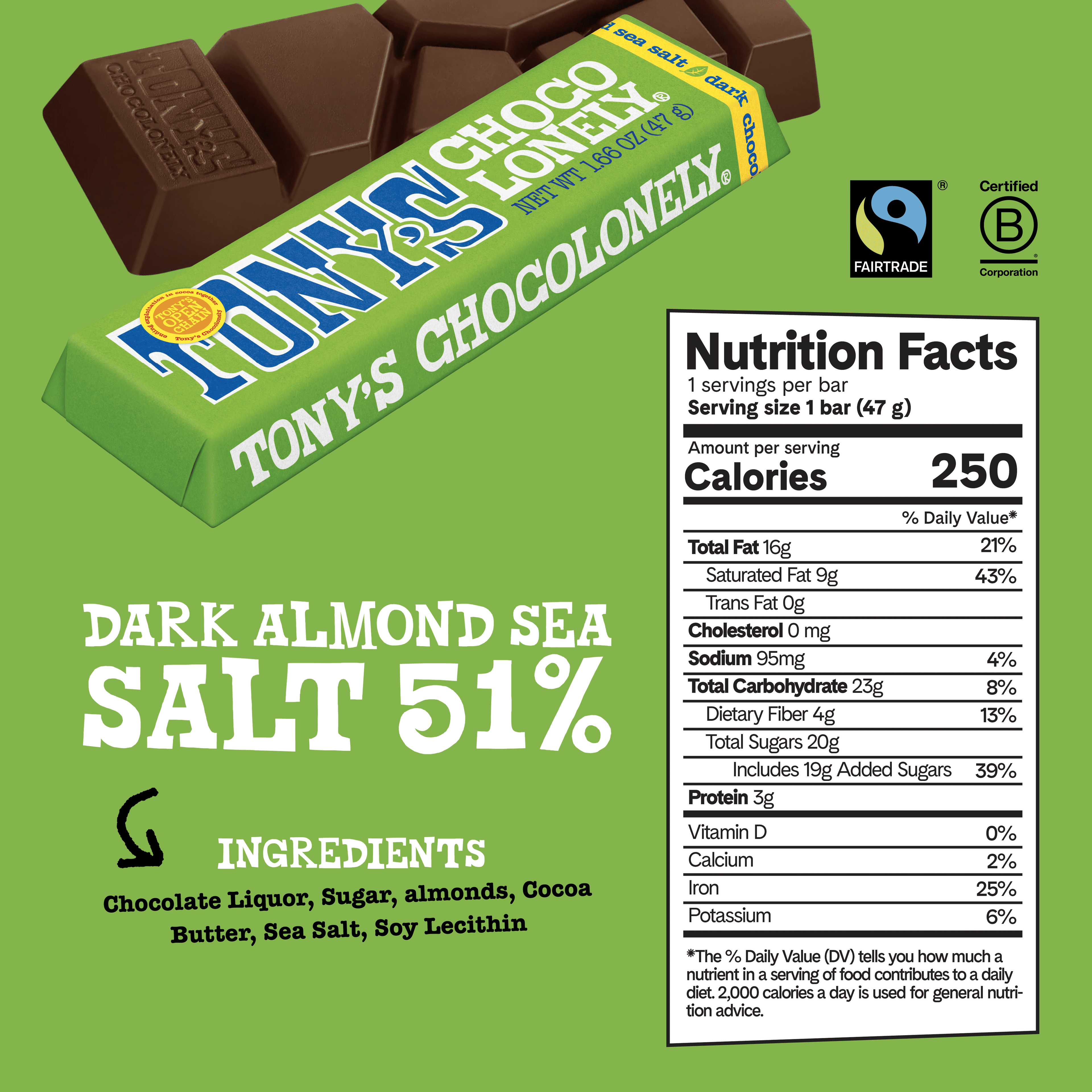 Tony’s Chocolonely - Dark almond sea salt 51%: Dark almond sea salt 51%