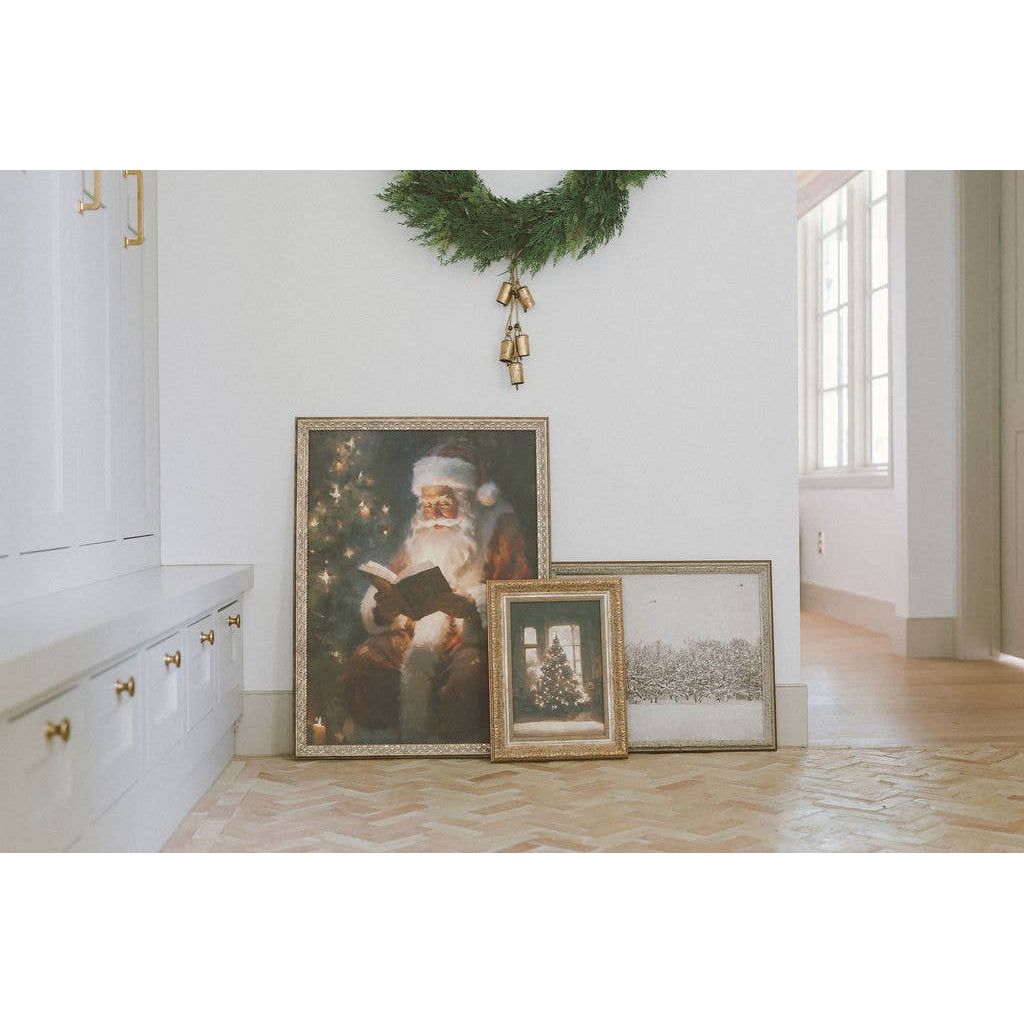 Glowing Christmas Tree Framed Antique Art | 7 x 9