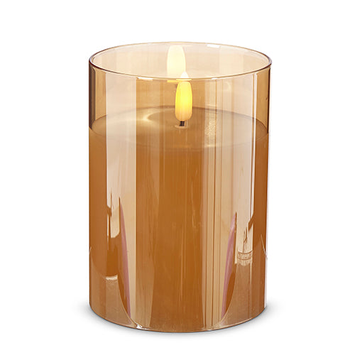 Gold Glass Ivory Pillar Candle