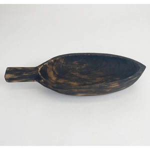 Charred Finish Paulownia Wood Oblong Bowl