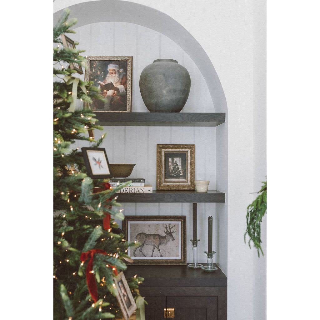 Glowing Christmas Tree Framed Antique Art | 7 x 9