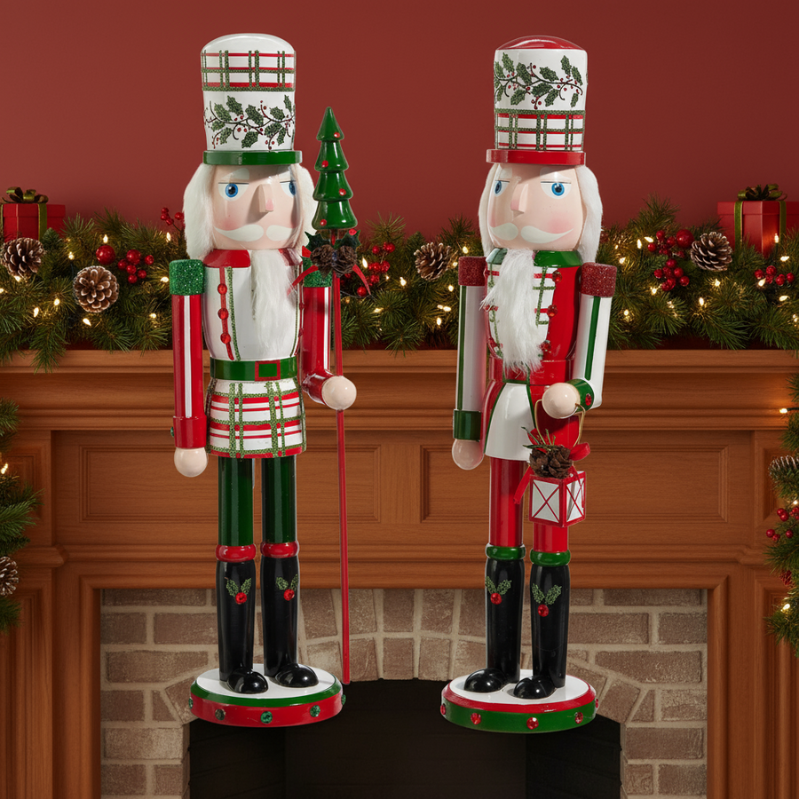 Plaid & Holly Nutcracker