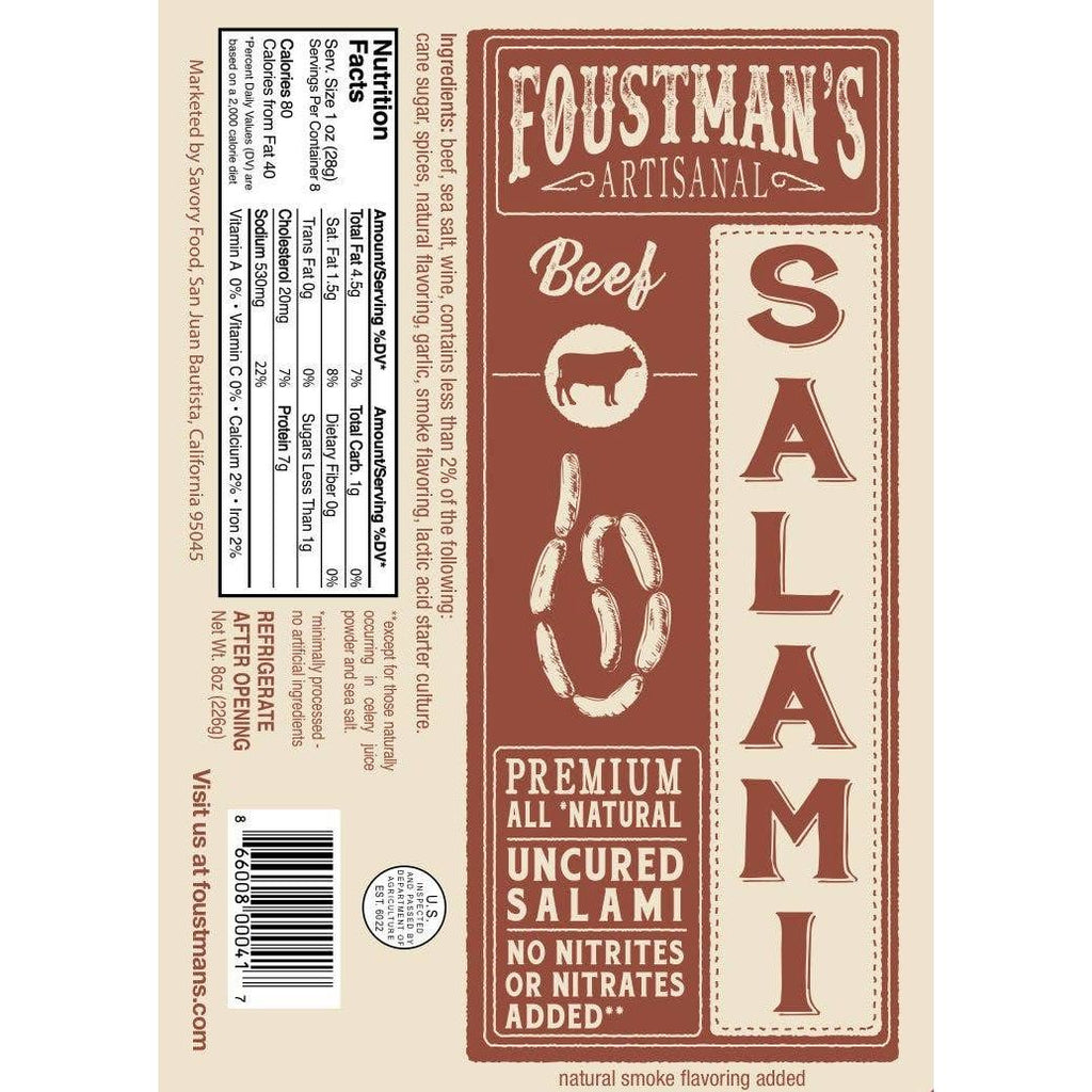 Foustman’s Artisanal Uncured Beef Salami