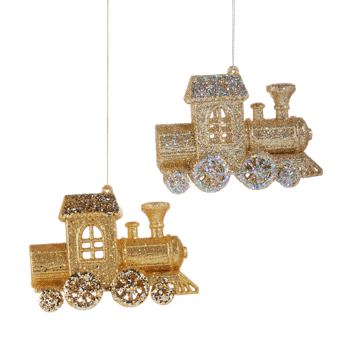 Gold Glittered Train Ornament
