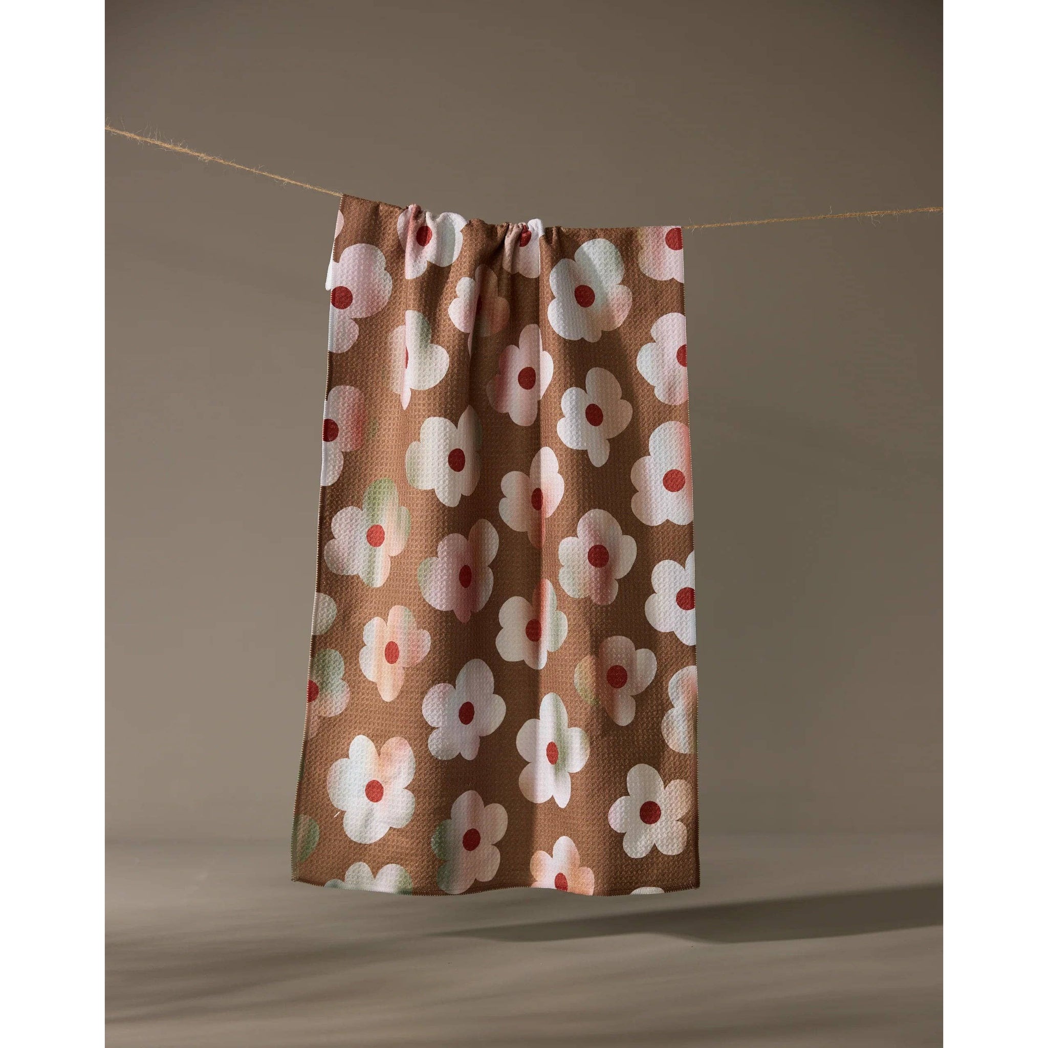 Geometry - Brushed Bouquet Brown Tea Towel