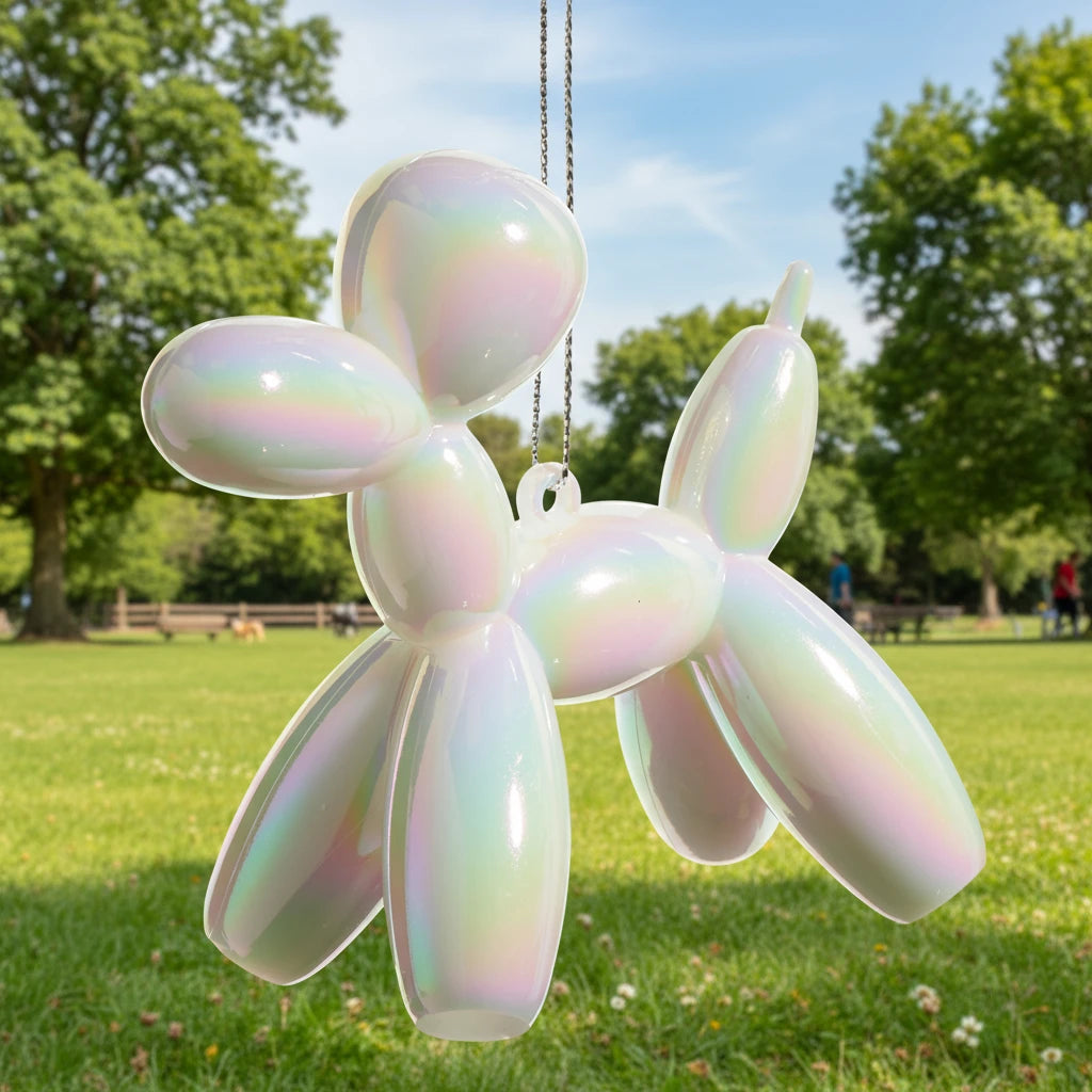 White Iridescent Balloon Dog Ornament