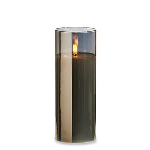 Smoke Glass Ivory Pillar Candle